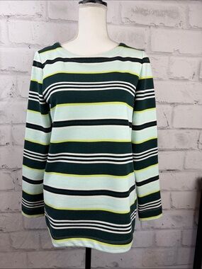 NWT T by Talbots Green Striped Long Sleeve Shirt Top Small